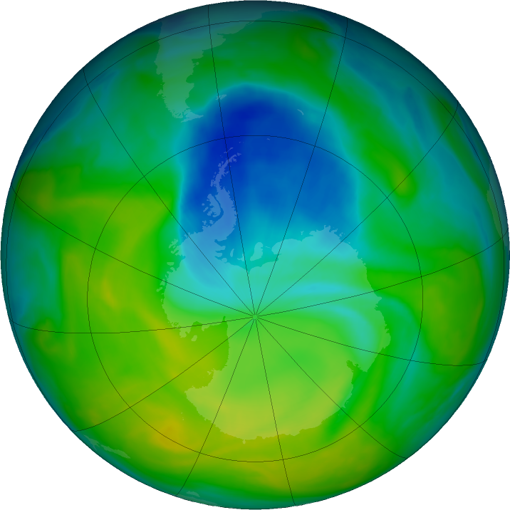 Antarctic ozone map for 19 November 2016